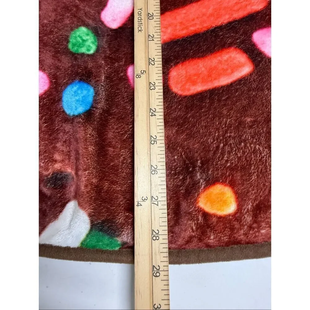 Novelty Giant Food Blanket Throw Round Coffee Glazed Donut 58” Diameter